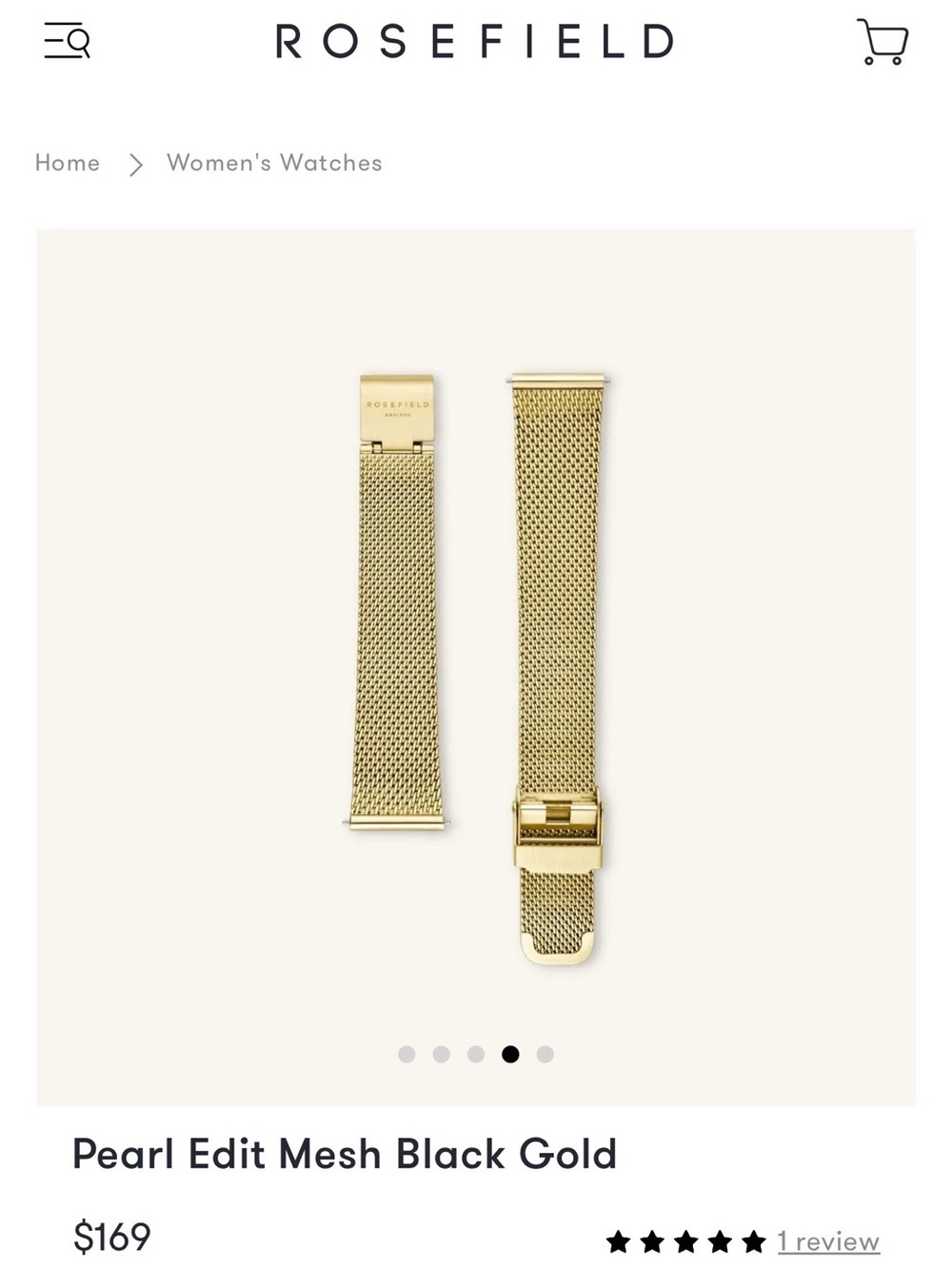 Rosefield Pearl Edit Gold Mesh Watch Strap - Picture 4 of 6